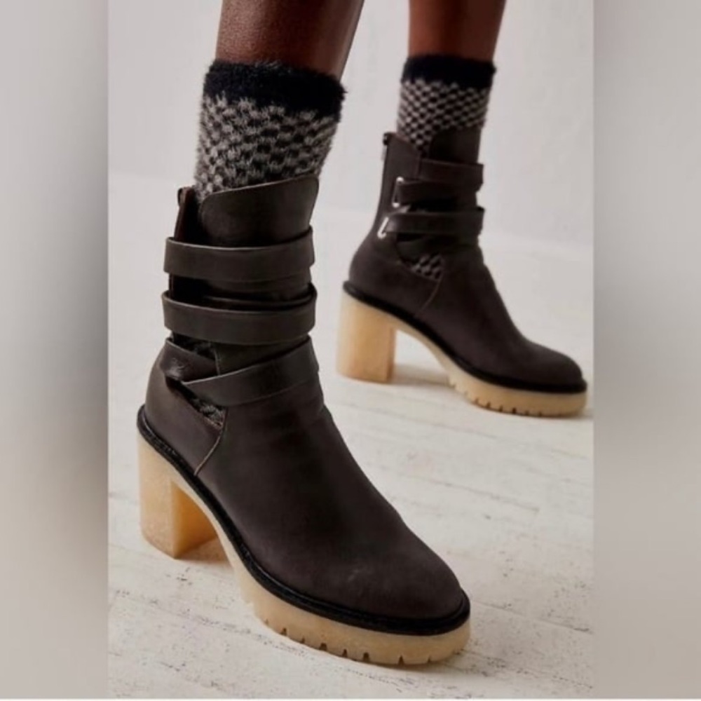 Free People Leather Strappy Heel Boots - Picture 2 of 7